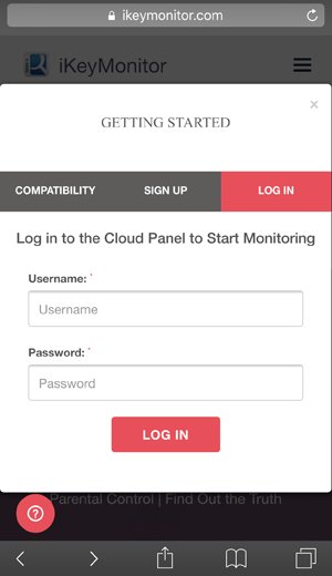 iKeyMonitor Telegram Backup App Log in