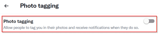 Turn Off Photo Tagging option