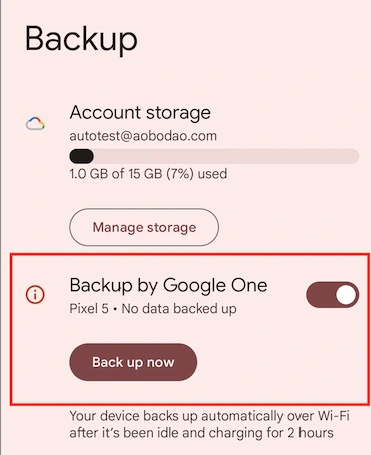 Google backup on