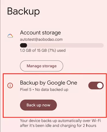 Google backup on