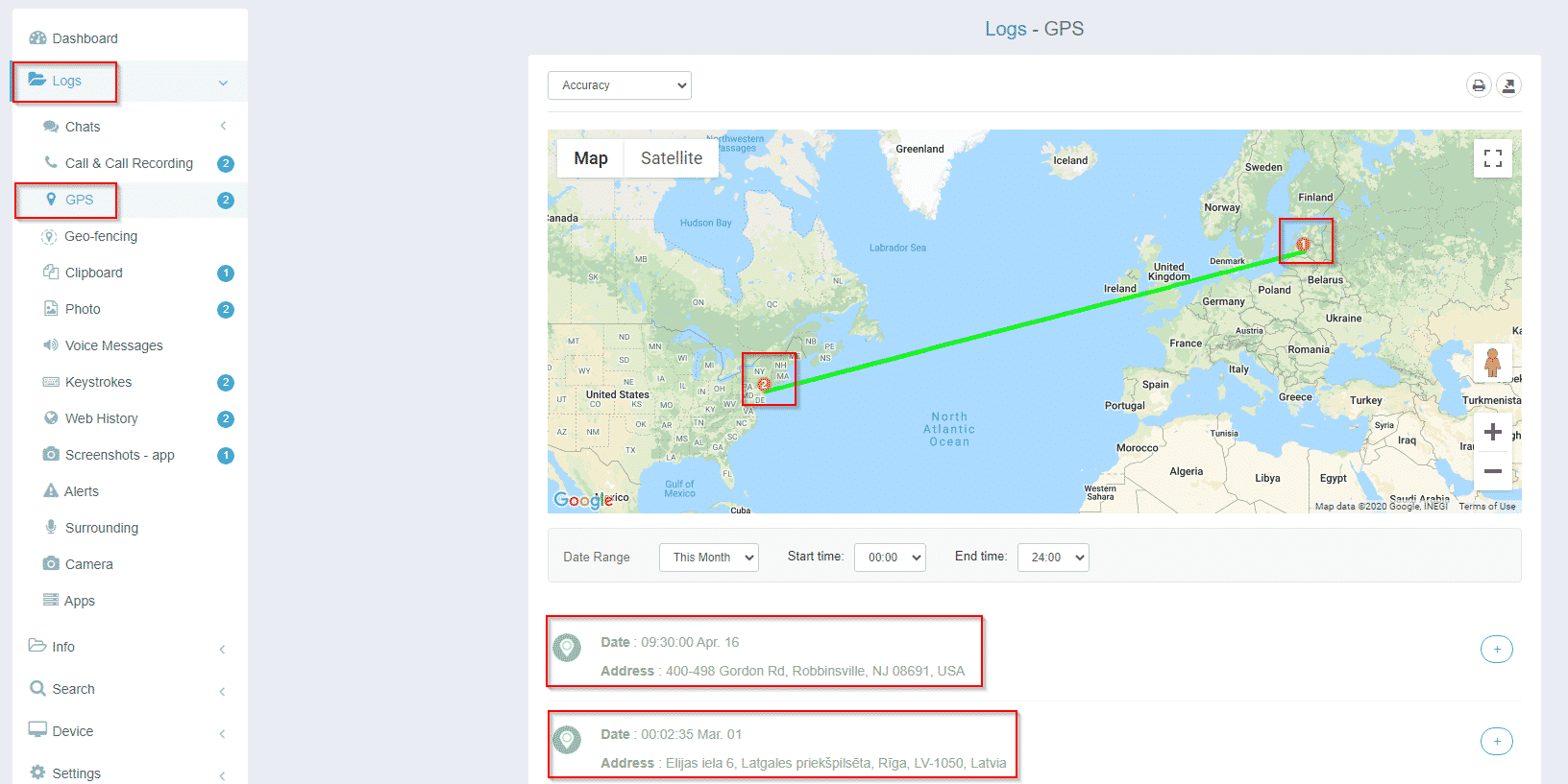 track GPS locations with Mobile Spy Review