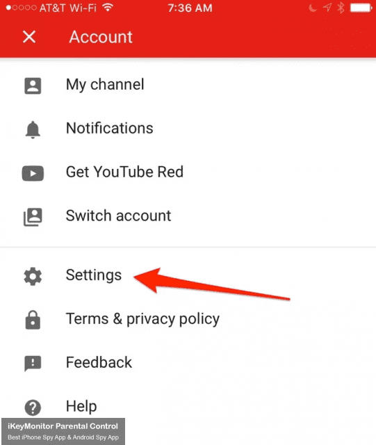 settings on YouTube Parental Controls