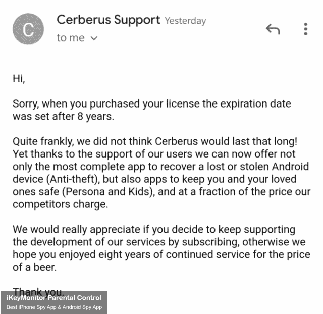 cerberus-answer-lifetime-license