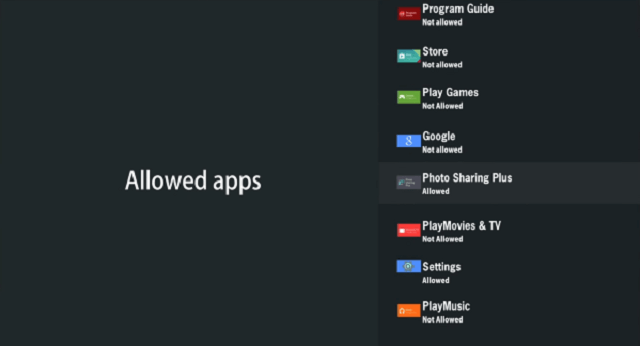 Sony Android TV Allowed apps