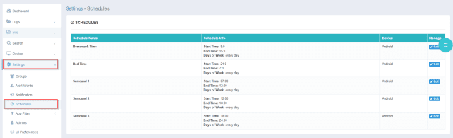 Android TV Parental Control App Edit Schedules