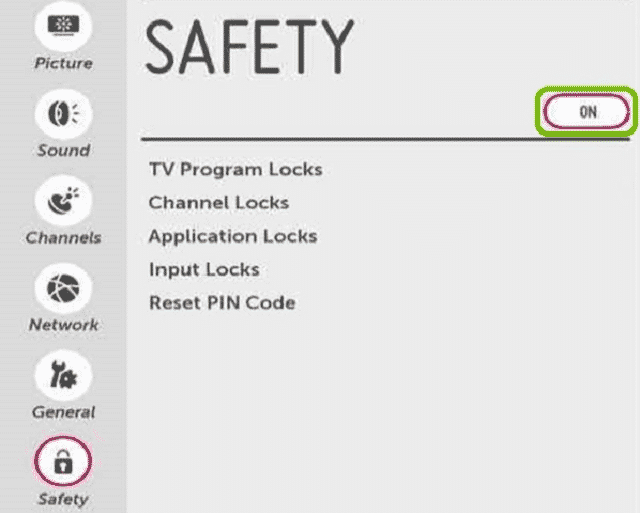 LG Android TV Safety section