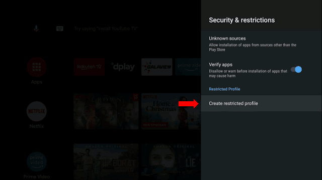 TCL Android TV Create restricted profile