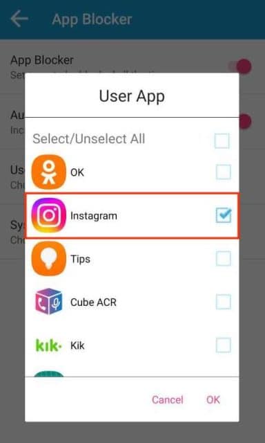 block Instagram app