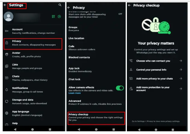 WhatsApp private setting